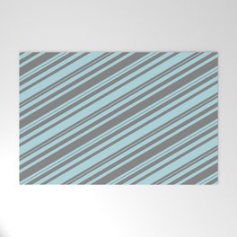 [ Thumbnail: Grey and Powder Blue Colored Lined/Striped Pattern Welcome Mat ]