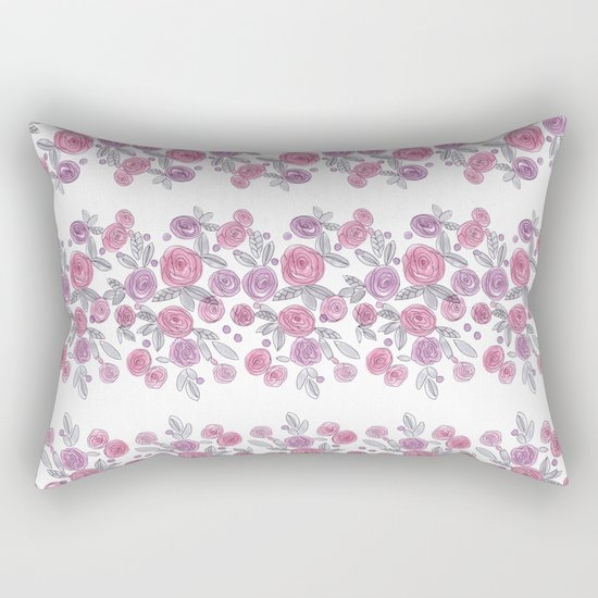 Bouquets of pink roses . Watercolor . Rectangular Pillow