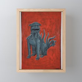 B-Safe. A statue of a guardian lion that repels evil (Komainu). Framed Mini Art Print