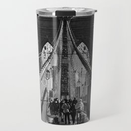 Brooklyn Bridge Golden Hour | Black and White Travel Photography in New York City Travel Mug