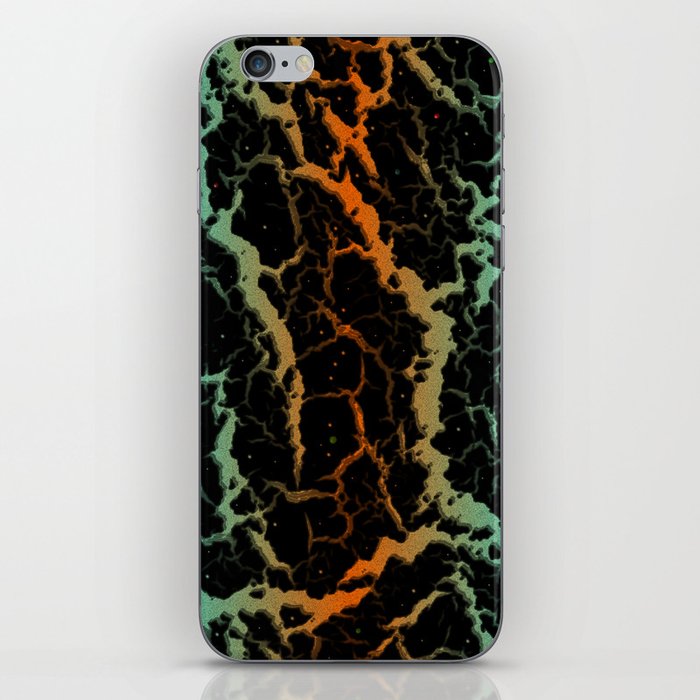 Cracked Space Lava - Cyan/Orange iPhone Skin