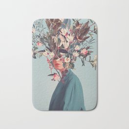 I was hidden but You saw me Bath Mat | Flowers, Digital, Spring, Roses, Cyclamen, Autumn, Pink, Collage, Retro, Petrol 