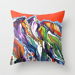 Freezing Hot Colorful Mountain Art Throw Pillow