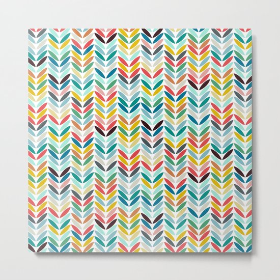llama leaf arrow chevron white Metal Print
