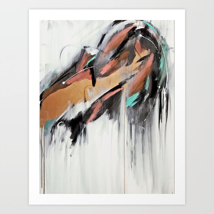 Head In The Clouds Colorful Abstract Piece In Pink Teal Gold