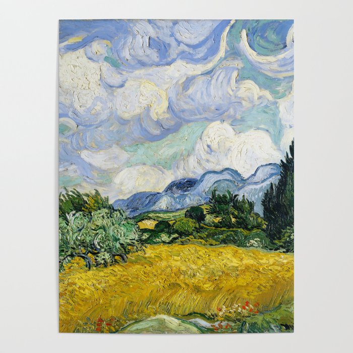 Wheat Field with Cypresses (1889) by Vincent Van Gogh Poster