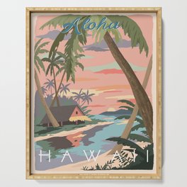 Aloha Hawaii Travel Poster Serving Tray