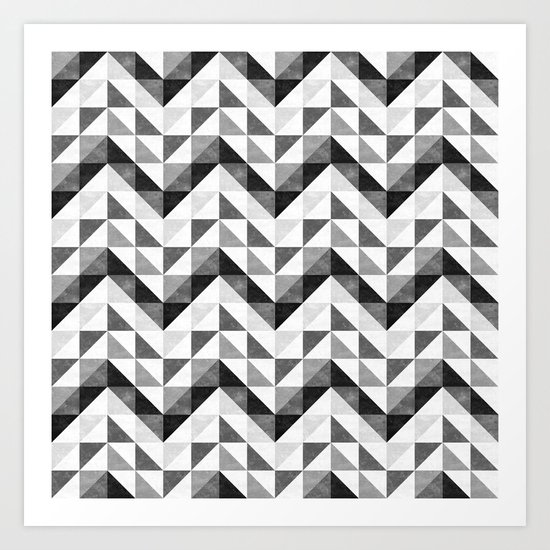 Chevron Facet Black & White Art Print