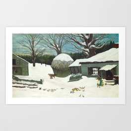 New England Farm in Winter, 1850 Art Print