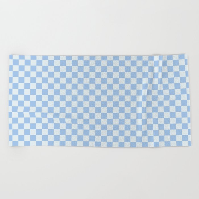 Mini Check Powder Blue Checkerboard Pattern Beach Towel
