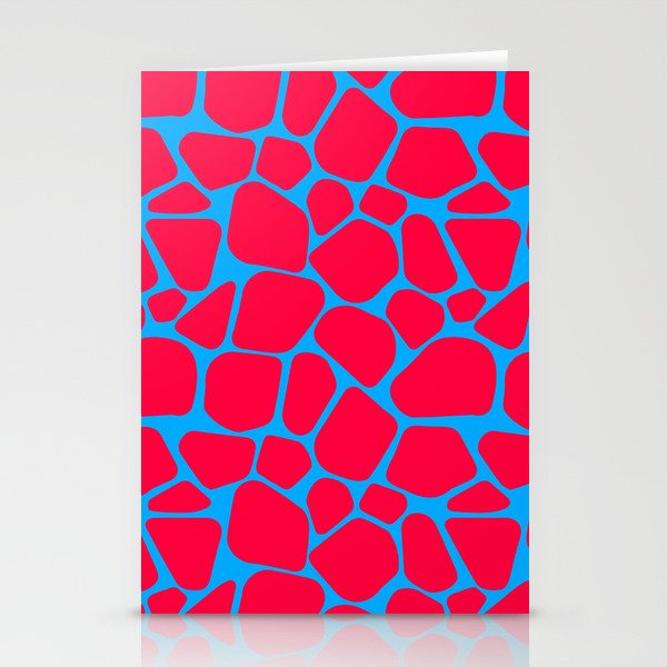 Neon Red Blue Giraffe Pattern Stationery Cards