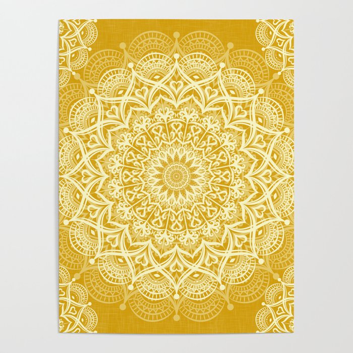 Boho Golden Yellow Mandala Poster