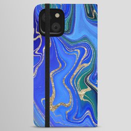 Blue Liquid Paint Marble Landscape Seascape Ocean iPhone Wallet Case