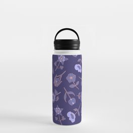Floral pattern in very peri with a blue background Water Bottle