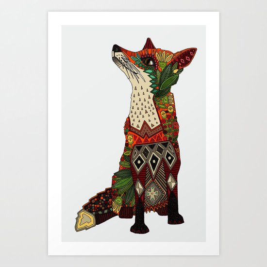 fox love off white Art Print