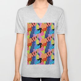 Neon Abstract Summer Splash V Neck T Shirt