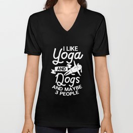 Yoga Dog Beginner Workout Poses Quotes Meditation V Neck T Shirt