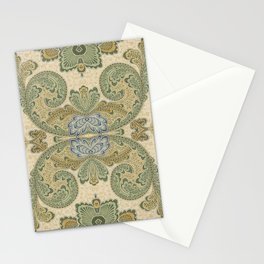 William Morris Tribute Pattern Beige Green Stationery Card