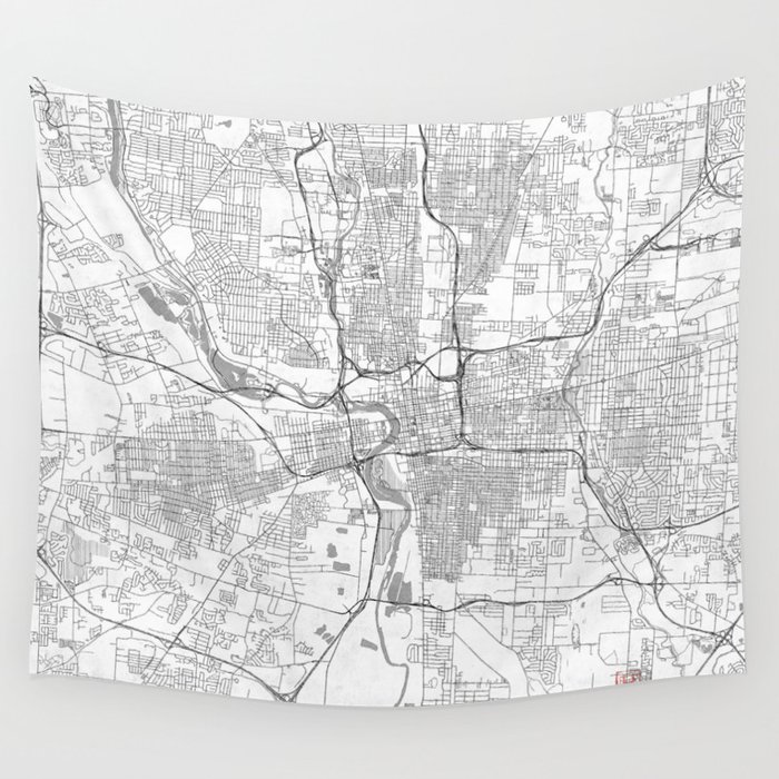 Columbus Map Line Wall Tapestry