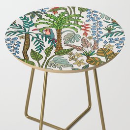 COLORING BOOK JUNGLE FLORAL DOODLE TROPICAL PALM TREES WITH TOUCAN in RETRO 70s COLORS Side Table