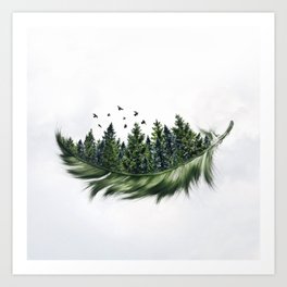 Earth Feather • Green Feather (horizontal) Kunstdrucke