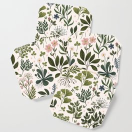 Herbarium ~ vintage inspired botanical art print ~ white Coaster