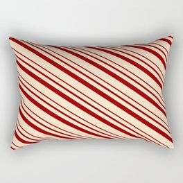 [ Thumbnail: Bisque & Dark Red Colored Lines/Stripes Pattern Rectangular Pillow ]
