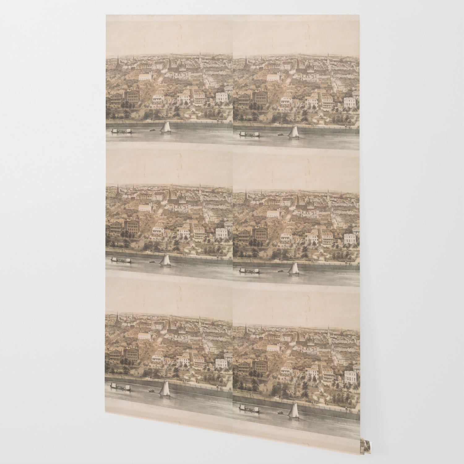 Vintage Pictorial Map Of Charleston Sc 1851 Wallpaper By Bravuramedia Society6