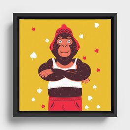 Hello children, says the gorilla with his cunning smile Framed Canvas