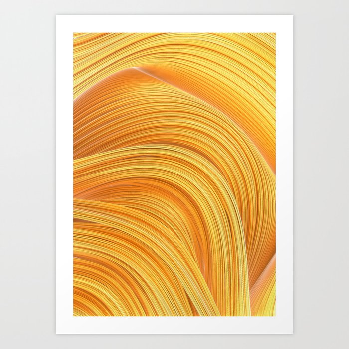 Golden Yellow Stranded Horizon. Abstract Minimal Artwork Art Print