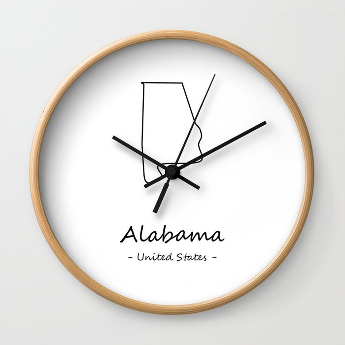 Alabama State Minimal Map, Alabama Map Outline Wall Clock