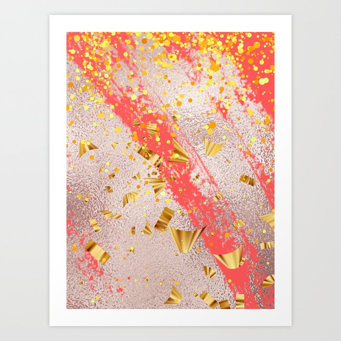 Orange And Glitter Contemporary Pattern Art Print