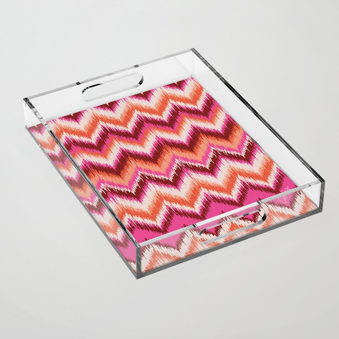 8-Bit Ikat Pattern – Pink & Maroon Acrylic Tray