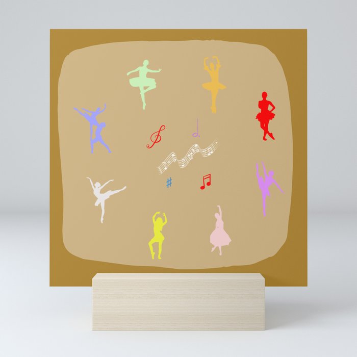Colorful Ballerinas Gold Mini Art Print