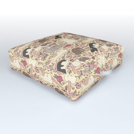 Rats & Peonies Outdoor Floor Cushion | Drawing, Rat, Cutefloralrat, Digital, Peonies, Yellow, Cuterat, Ratsandpeonies, Rats, Peony 