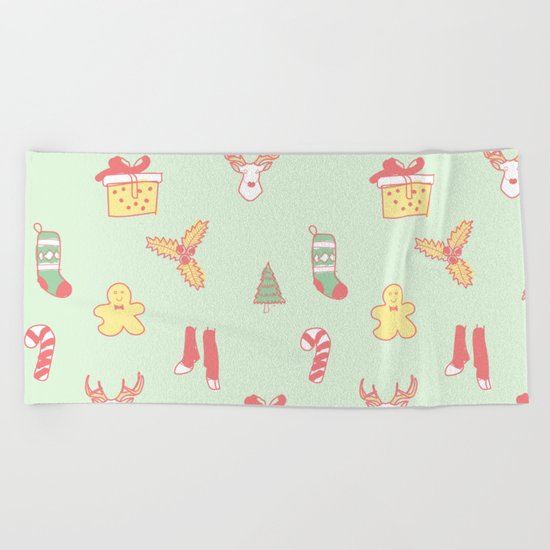 Pastel Bright Christmas Beach Towel