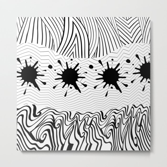 black and white Metal Print