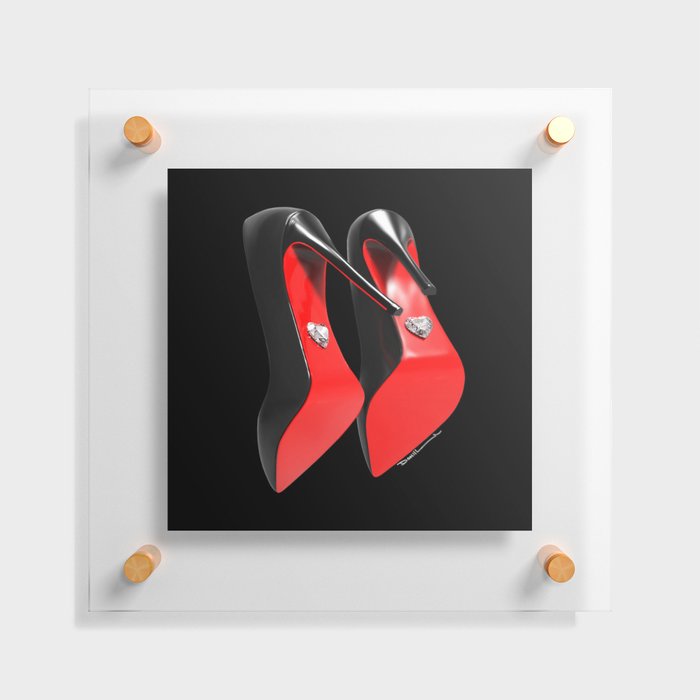 womens Red and black high heel shoes with Diamond Floating Acrylic Print