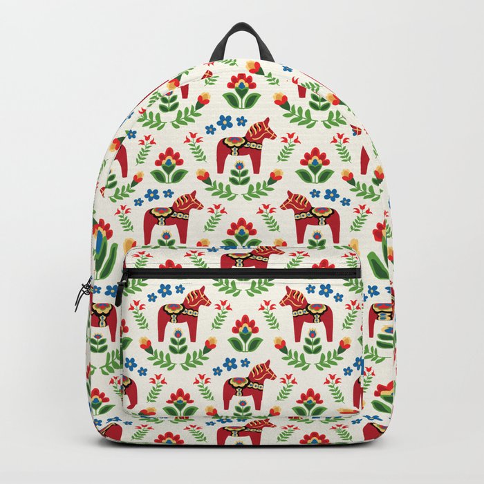 Swedish Dala Horses Red Backpack