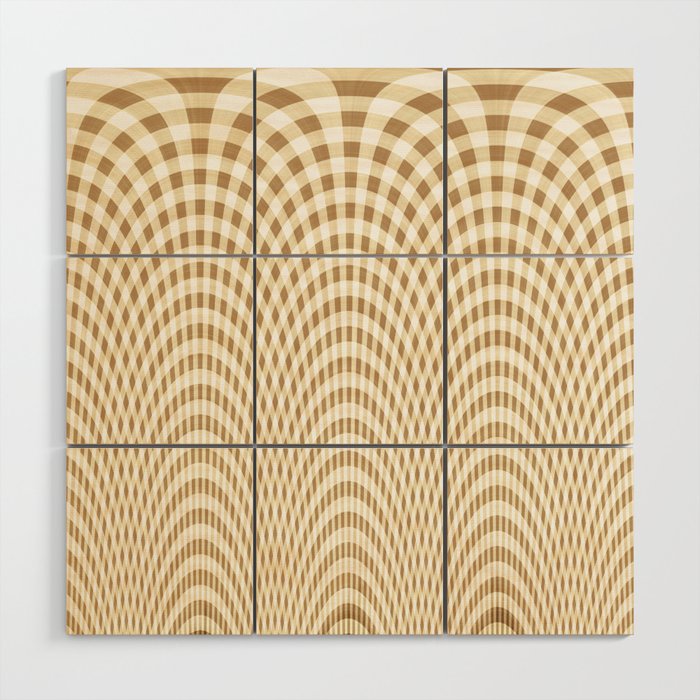 Beige and white curved squares Wood Wall Art