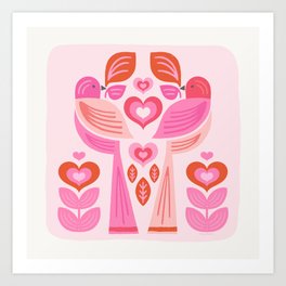 Lovebirds - Pink Art Print