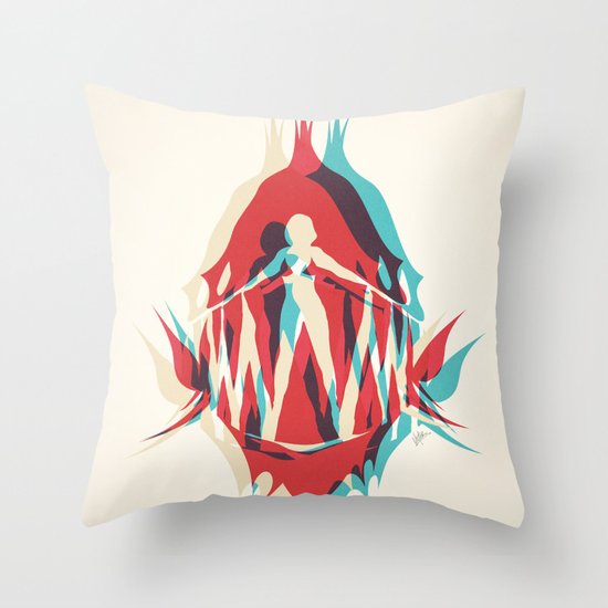 Piranha Girl Throw Pillow