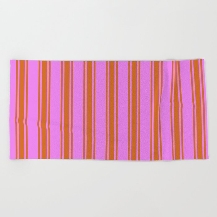 Violet and Chocolate Colored Lines/Stripes Pattern Beach Towel