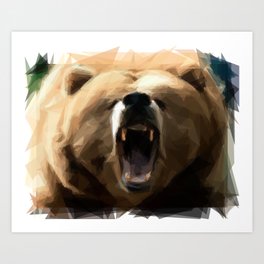 Geometric angry bear Art Print