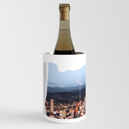 Oregon Minimalist Map | Portland Skyline and Mount Hood Wine Chiller