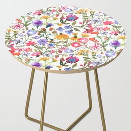 Colorful Watercolor Flowers Side Table