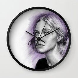 Elle Fanning Drawing - Spatter Series Wall Clock