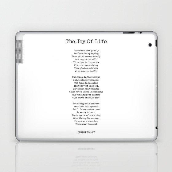 The Joy Of Life - Berton Braley Poem - Literature - Typewriter Print Laptop & iPad Skin
