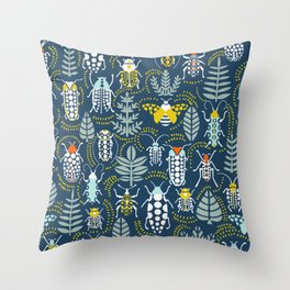 Beetle collection in dark Throw Pillow