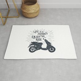 Life Is A Journey. Enjoy The Ride Rug | Ride, Travel, Graphicdesign, Vintage, Motocycle, Retro, Journy, Bike, Scooter, Style 